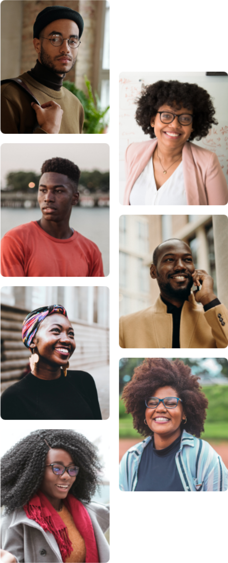 collage of pictures 4 men and 3 woman in their own picture box smiling at camera